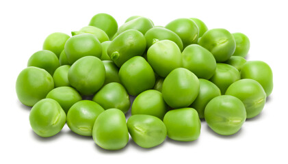 Fresh green peas isolated on white background. clipping path