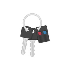 Car key and key chain icon. Modern cars remote and ignition keys with keyholder of the alarm system. Vector illustration in flat style. EPS10.