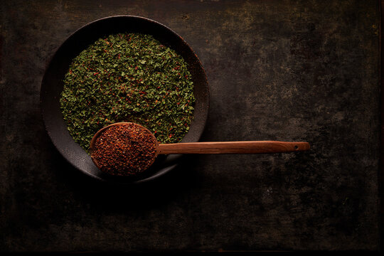 Aromatic dried natural spices on table