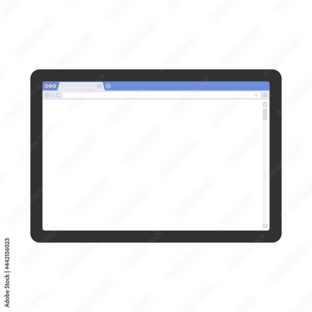 Poster tablet mockup with blank web browser window. realistic black tablet with empty browser on the screen