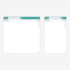 Empty Browser window in flat style vector illustration. Mockup web browser screen different sizes in modern design. Blank Browsers window for devices of computer, tablet, and smart phone. EPS 10.
