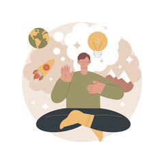 Imagination abstract concept vector illustration. Human imagination, vision development, creative thinking, idea and fantasy, motivation and inspiration, invention, daydreaming abstract metaphor.