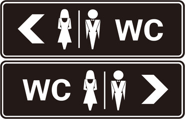 A sign that indicates the toilet. Batroom. Restroom. WC. 