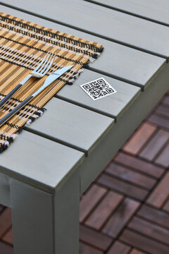 QR code of restaurant menu on table