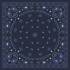 Blue Paisley Bandana Vector Illustration