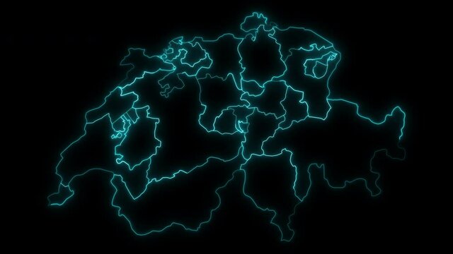 Animated Outline Map of Switzerland with Cantons