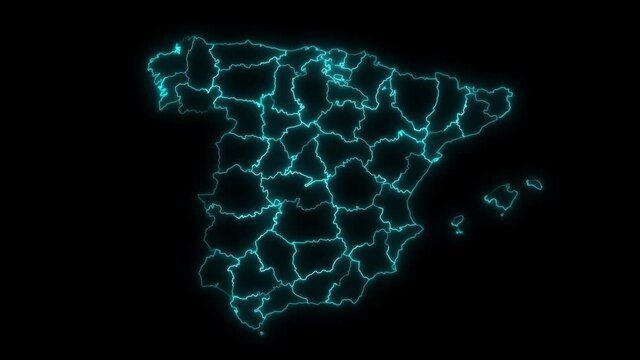 Animated Outline Map of Spain with Provinces