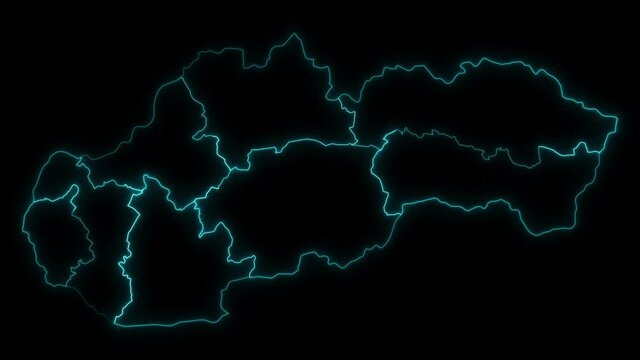 Animated Outline Map of Slovakia with Regions