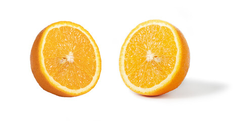 Orange half isolated on white background. Orange on white. Orange with clipping path