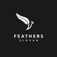 Feather logo with bird concept