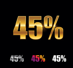 Golden and Silver 45 Percent Sign