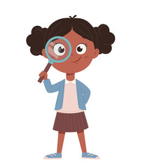 Back to school concept. Cheerful African American schoolgirl - 442161693