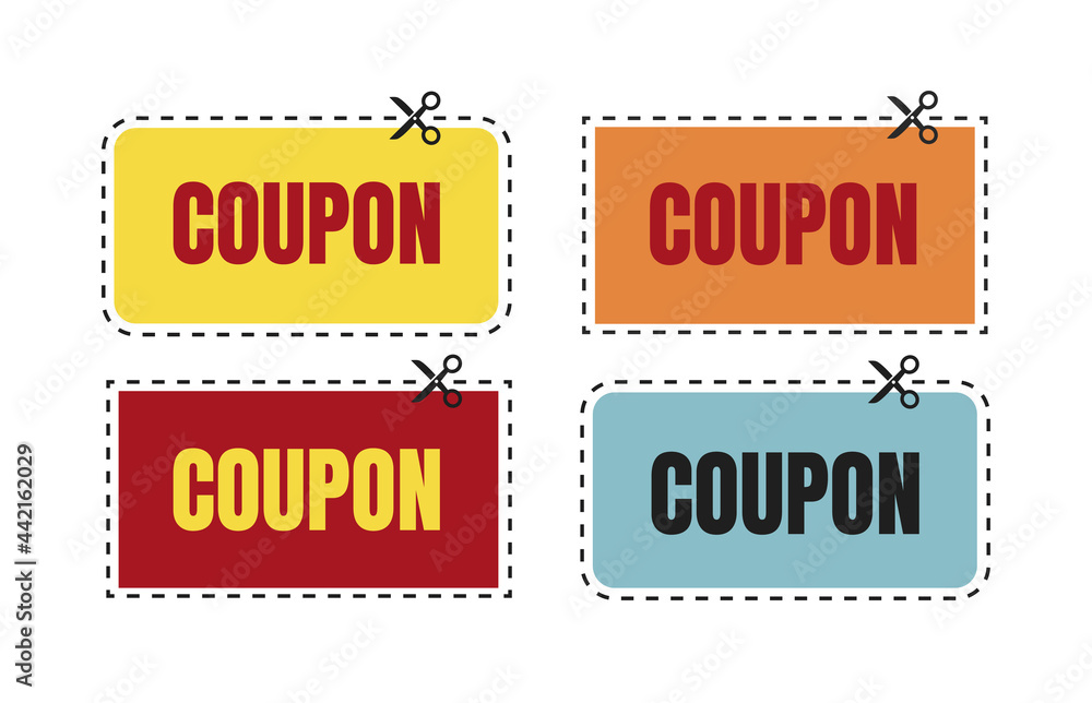 Poster vector coupon discount isolated. gift voucher for business. set of promo coupons.