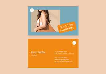 Business Card Layout with Summer Style