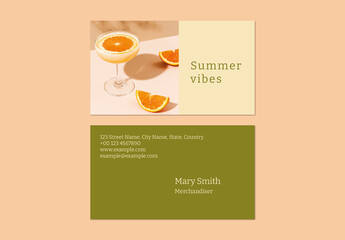 Editable Summer Vibes Name Card Layout