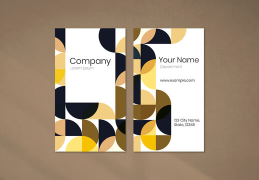Yellow and Black Geometric Patterned Business Card Layout