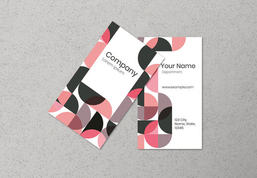 Pink Geometric Patterned Business Card Layout
