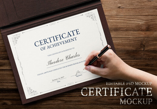 Certificate Mockup on a Folder