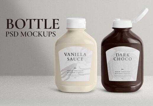 Pantry Staple Bottle Mockup with Labels