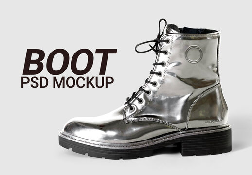 Metallic Ankle Boots Mockup