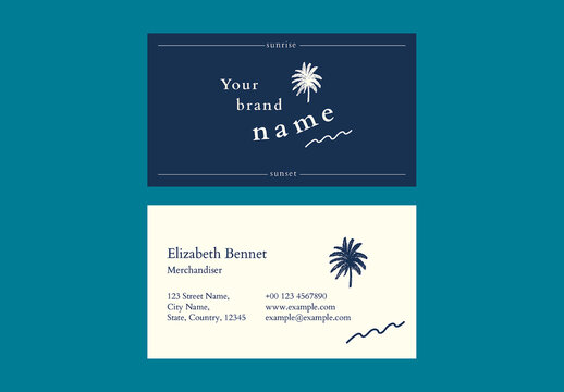 Printable Summer Business Card Layout with Tropical Design