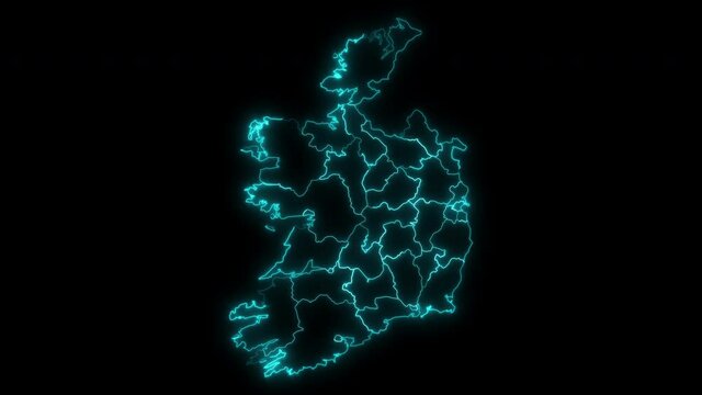 Animated Outline Map of Ireland with Counties