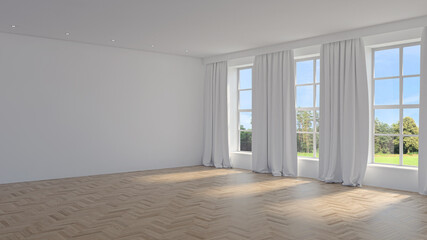 Illustration 3D rendering large luxury modern bright interiors Living room mockup computer digitally generated image