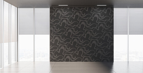 Illustration 3D rendering large luxury modern bright interiors Living room mockup computer digitally generated image