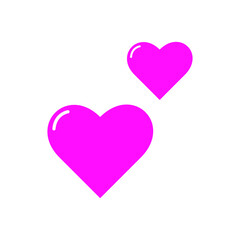 Two pink hearts social media emoji, emoticon for web, internet chat rooms and mobile app. heart icons isolated on a white background.Valentine's day element, representing couple love.