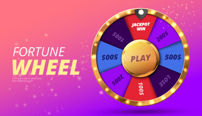 Colorful wheel of luck or fortune infographic. Vector illustration. Online casino background. Vector illustration - obrazy, fototapety, plakaty