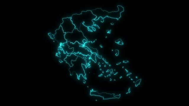 Animated Outline Map of Greece with Regions