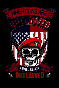 American flag with a skull t-shirt design.