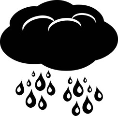 Vector illustration of icon or symbol of a cloud with raindrops