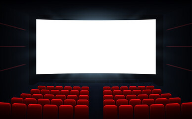 Movie cinema premiere poster design with white screen. Cinema screen. Movie theater vector background.