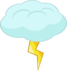 Vector emoticon illustration of a cloud and lightning, forecast electrical storm
