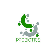 Probiotics logo. Bacteria logo. Concept of healthy nutrition ingredient for therapeutic purposes. Simple flat style trend modern logotype graphic design isolated