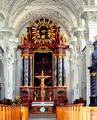 Innenansicht von Schlosskirche, Friedrichshafen, Deutschland, Bodensee-Region, Baden-Württemberg