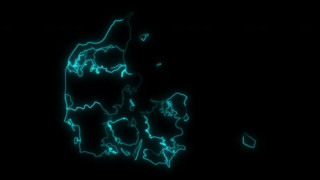 Animated Outline Map of Denmark with Regions