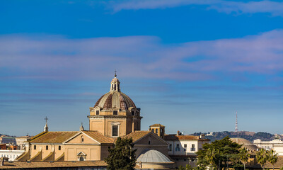 Fototapeta na wymiar The Chiesa del Gesu' (Church of Jesus), Mother church of the Society of Jesus, as seen from the Altare della Patria, Rome, Italy