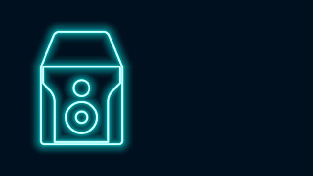 Glowing neon line Uninterruptible power supply UPS icon isolated on black background. 4K Video motion graphic animation