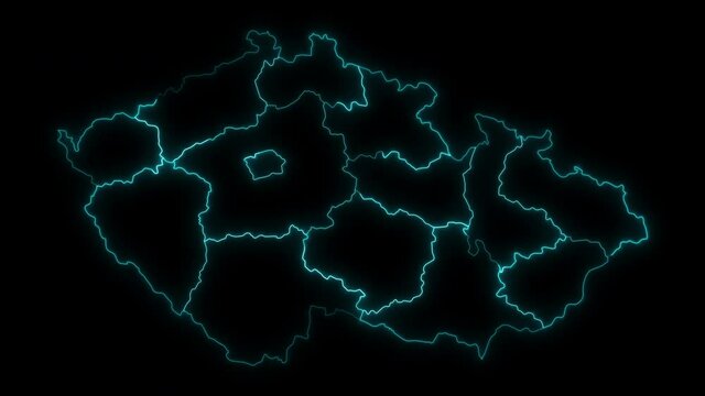 Animated Outline Map of Czech Republic with Regions