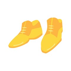 Yellow male shoes with lices Flat vector icon illustration