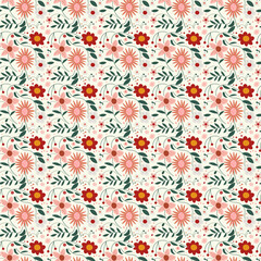 Abstract flat hand draw floral pattern background. Vector.