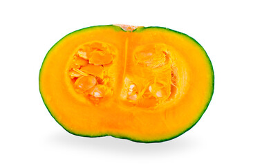 Green pumpkin isolated on the white background .