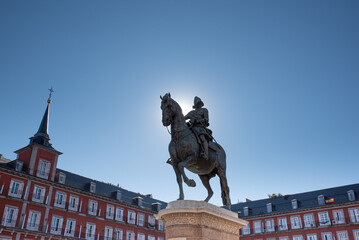 King Philip III on horseback in the Plaza Mayor, Madrid, Spain