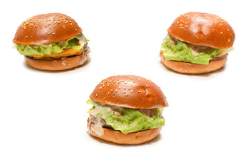 Hamburger isolated on a white background.