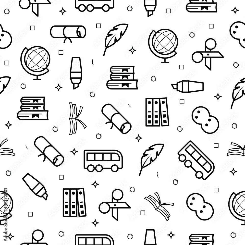 Poster seamless pattern elements hand drawn collection college school study vector design style background 