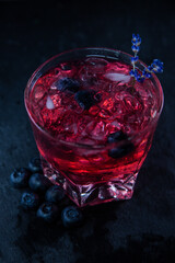 Fresh pink gin with blueberries