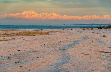 Salton Sea in Southern California at Sunset, USA