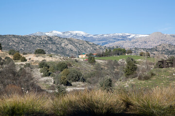 Fototapeta na wymiar Guadarrama Mountain Range from Batan Bridge; Madrid